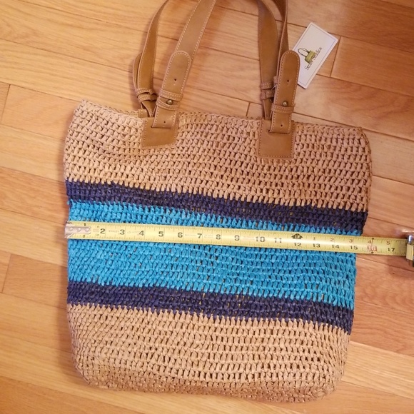 Stripe Straw Tote🌺Navy Stripe💐 - Picture 3 of 5